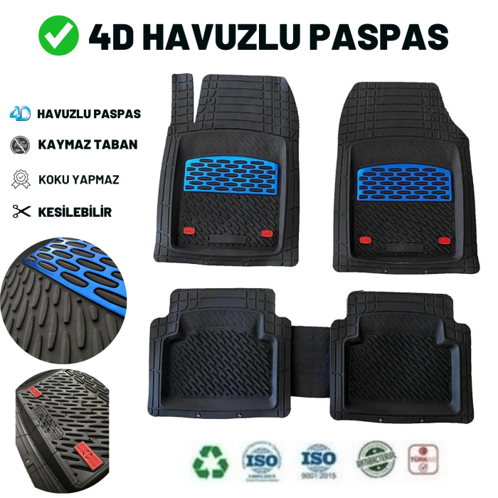 Volvo S80 2002 4D HAVUZLU ÜNİVERSAL YENİ NESİL PRO PASPAS SİYAH - MAVİ