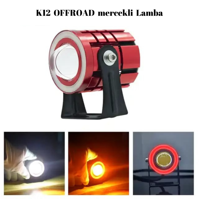 k12 mercekli led Mini sürüş işık LED projektör Lens yardımcı spot lamba  1 adet