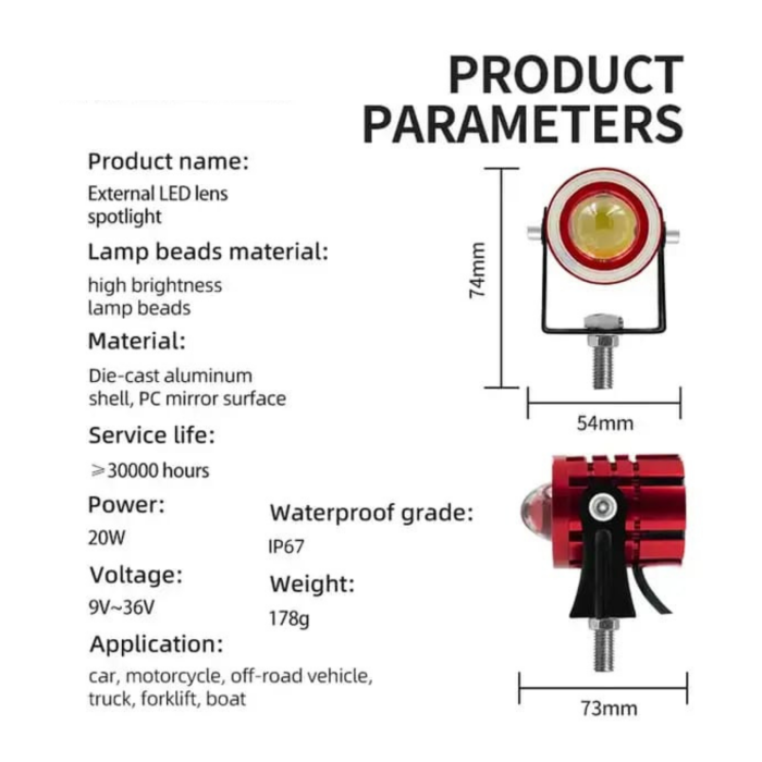 k12 mercekli led Mini sürüş işık LED projektör Lens yardımcı spot lamba  1 adet