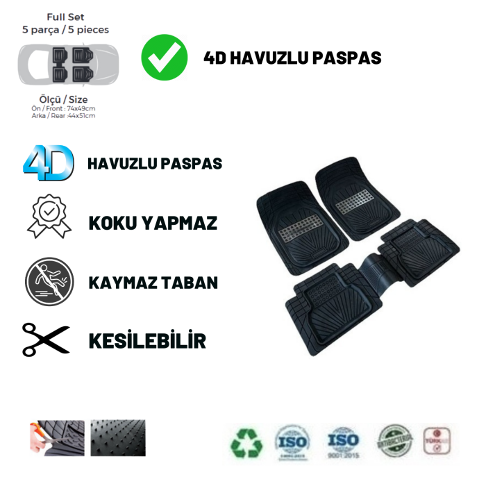 Volvo S40 2003 UYUMLU HAVUZLU ÜNİVERSAL YENİ NESİL PLUS PASPAS SİYAH - GRİ