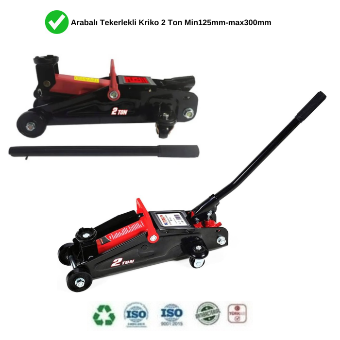 Arabalı Tekerlekli Kriko 2 Ton Min125mm-max300mm