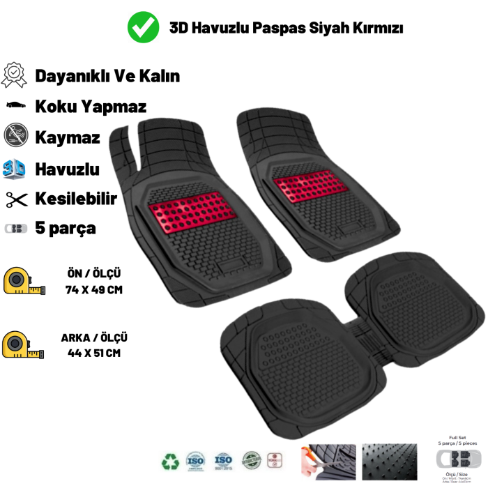 Universal Havuzlu Paspas H1 Model Kırmızı