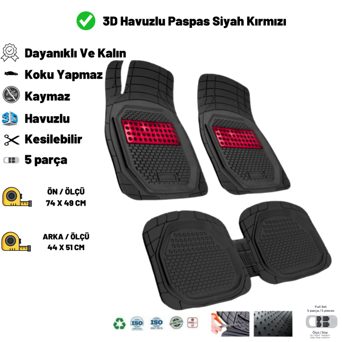 Universal Havuzlu Paspas H1 Model Kırmızı