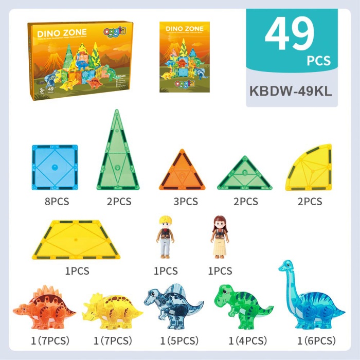 OGGİA Dino Zone 49 Parça Premium Manyetik Oyuncak Seti KBDW-49KL