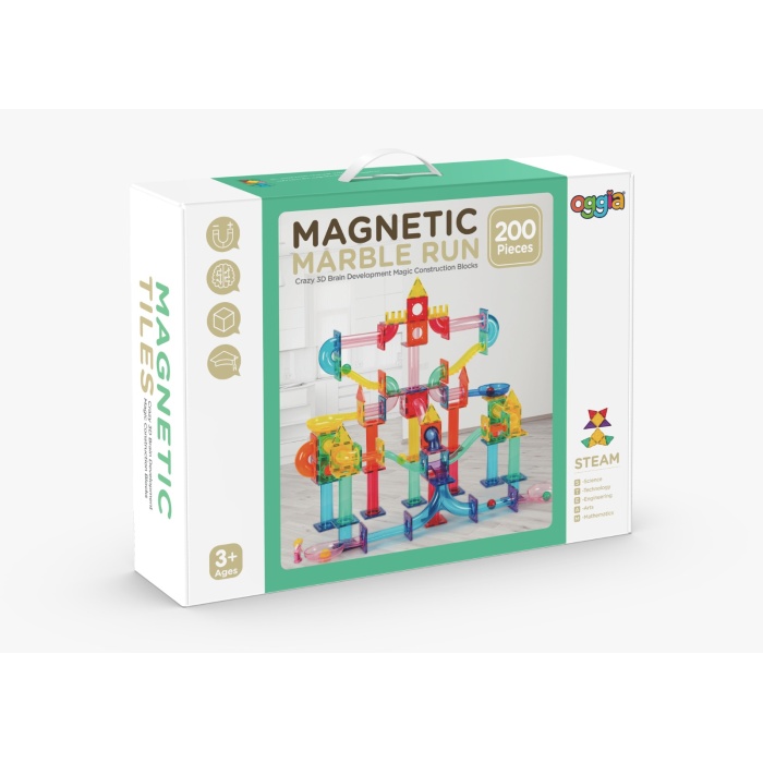 OGGİA Marble Run 200 Parça Premium Manyetik Oyuncak Seti KBKG-200