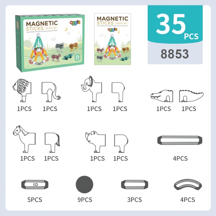 Magnetic Sticks 35 Parça Premium Manyetik Oyuncak Seti