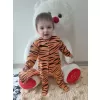 Pooh Desenli Zebra Çizgili Şapkalı Sweatli 3lü Kız Erkek Bebek Tulumu(sarı) Sarı