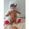 Pooh Desenli Zebra Çizgili Şapkalı Sweatli 3lü Kız Erkek Bebek Tulumu(sarı) Sarı