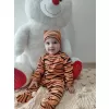 Pooh Desenli Zebra Çizgili Şapkalı Sweatli 3lü Kız Erkek Bebek Tulumu (turuncu) Turuncu