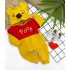 Pooh Baskılı Ve Kapşonlu Kız Erkek Bebek Tulumu Sarı