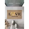 Kahverengi Kapı Önü Paspası Love Yourself Ayıcık Desen  K-3329