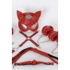 Kırmızı İçi Tüğlü Maske,kol,bacak,ağız Topu,kırbaç,tasma Set 700938