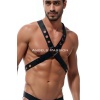 Yuvarlak Detaylı X Harness - Şık Erkek Göğüs Harness, Deri Harness - Brfm219