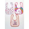 Unicorn Temalı Kare 3 Parça Microfiber Mama Önlüğü Kendi Kutusunda (su Geçirmez) Çıtçıtlı