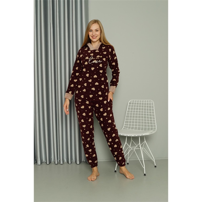 Beruflic Welsoft Polar Kadın Kapşonlu Pijama Takımı 8513