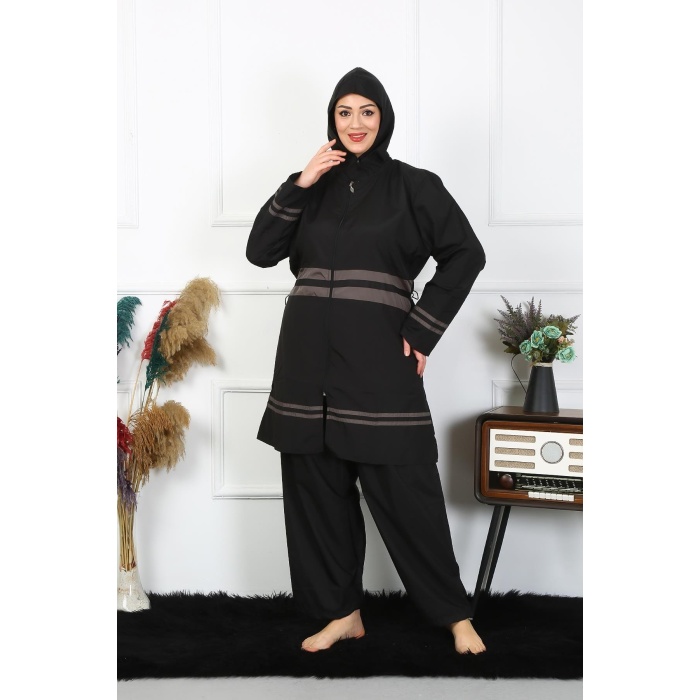 Beruflic Büyük Beden Tesettür Mayo 7xl-8xl-9xl-10xl Siyah 55010