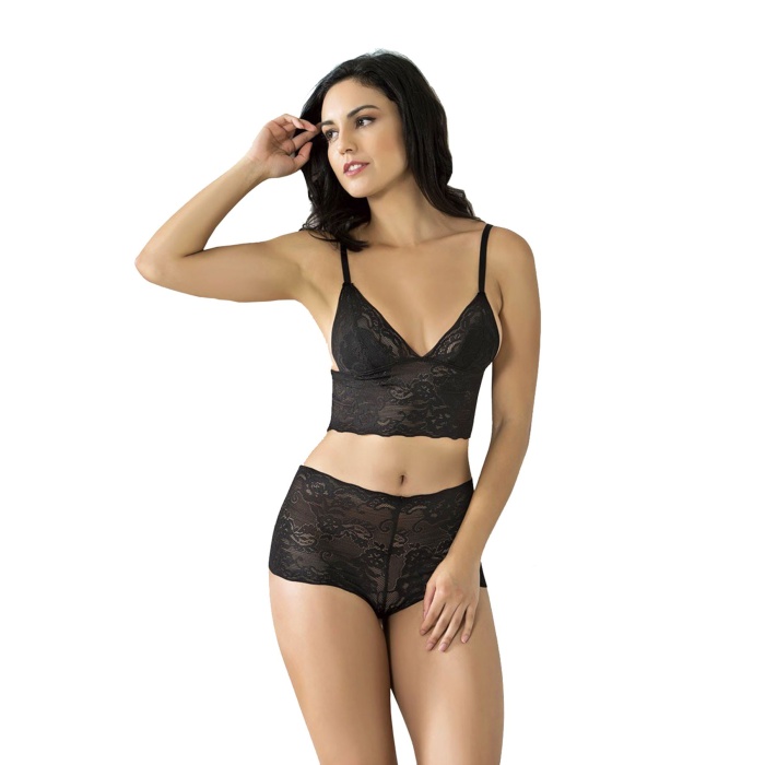 Siyah Bralet Dantelli Sütyen Takım 2 Li - 6510