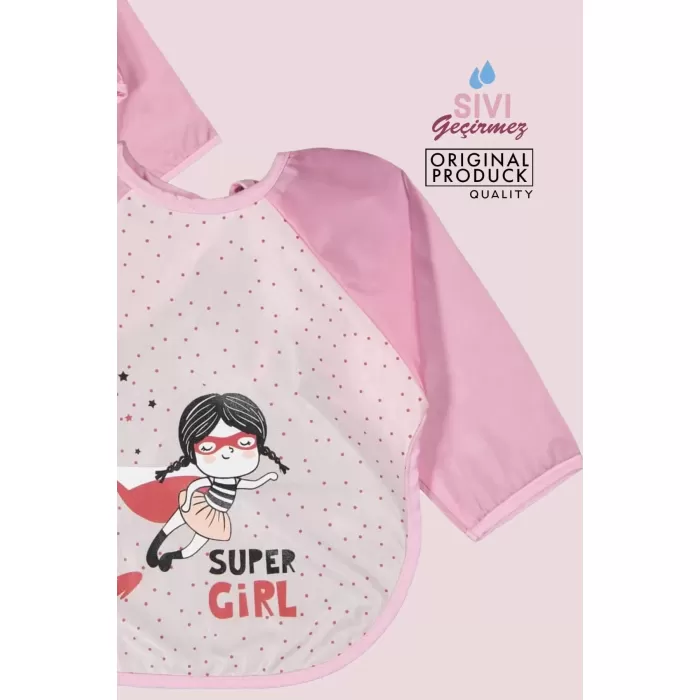 Süper Girl Desenli Sıvı Geçirmez Giyilebilir Mama Önlüğü (süper Girl)