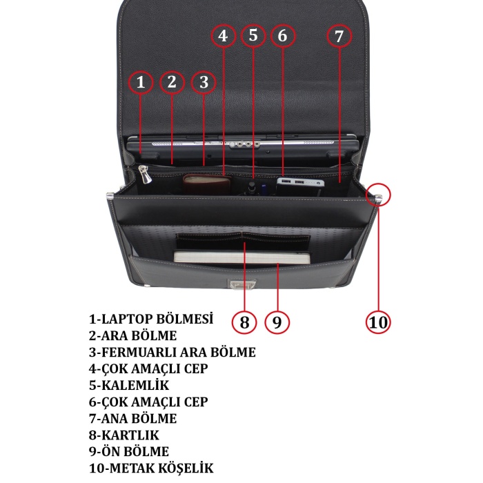 Case Club Kilit Mekanizmalı Taba Notebook Evrak Çanta 15,6 Inç Omuz Askılı