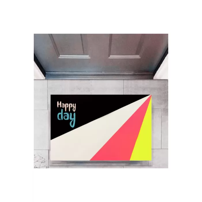 Kapı Önü Paspası Dekoratif Dijital Baskı Happy Day P-2322