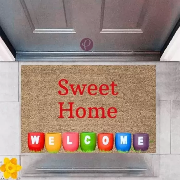 Kapı Önü Paspası Dekoratif Dijital Baskı Sweet Home P-2463