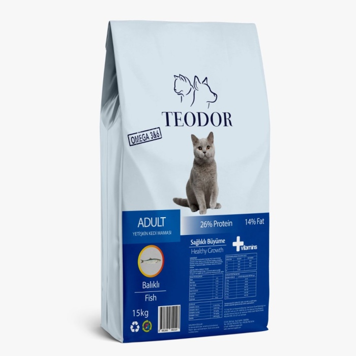 TEODOR ADULT BALIKLI %26 PROTEİN YETİŞKİN KEDİ MAMASI 15KG