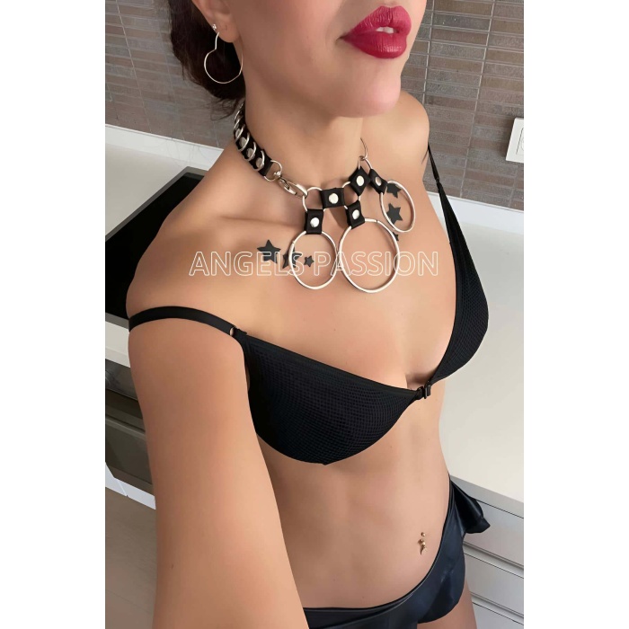 Lastik Ve Halka Detaylı Seksi Choker