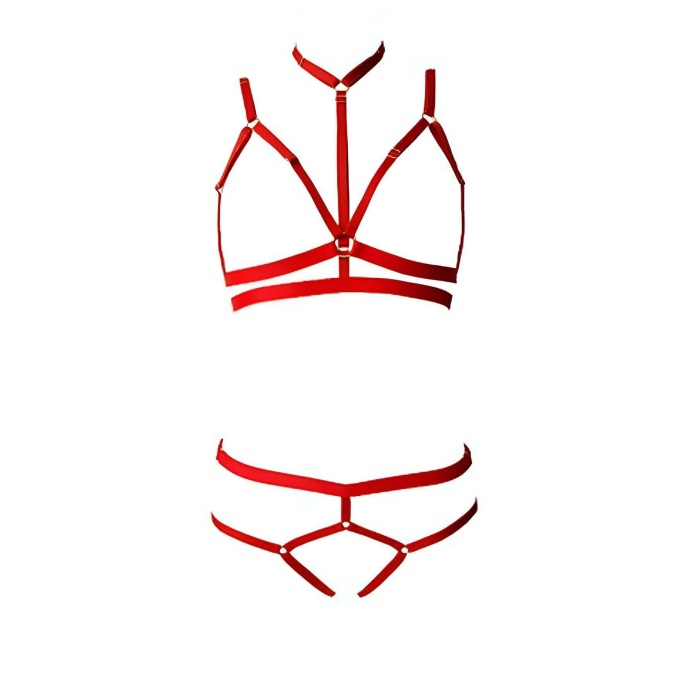 3 Parça Seksi Harness Sütyen Takım - Brf144