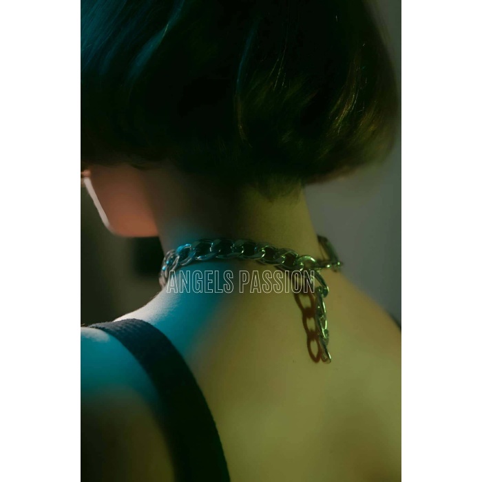 Zincirli Deri Choker, Zincir Detaylı Seksi Choker - Brf590