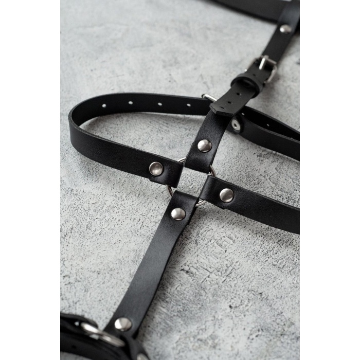 Siyah Deri Jartiyer Fantazi Harness 1007