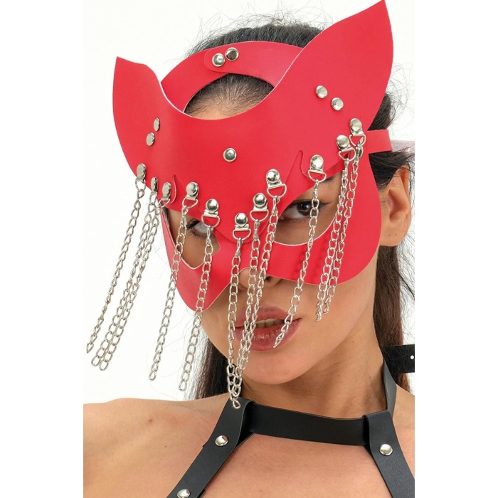 Kedi Kulaklı Kırmızı Zincirli Maske 800275