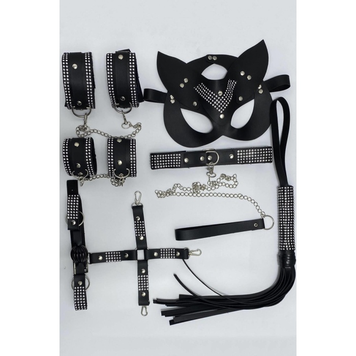 Taşlı Harness Deri Üstüne İşlemeli Kople Set 700942