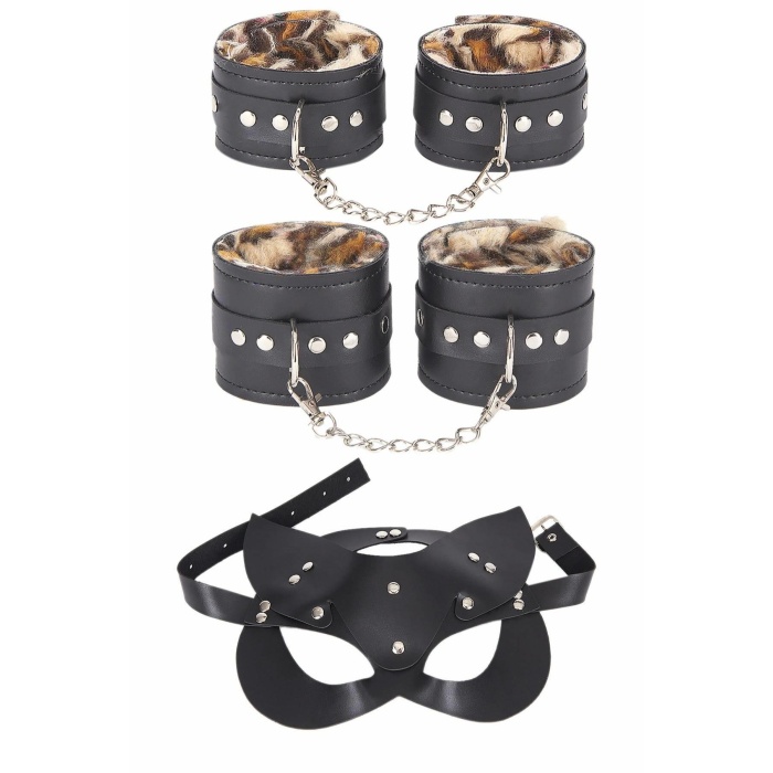 Kol Bacak Kelepce,maske İçi Tülü Deri Harness 3 Lü Set 700413