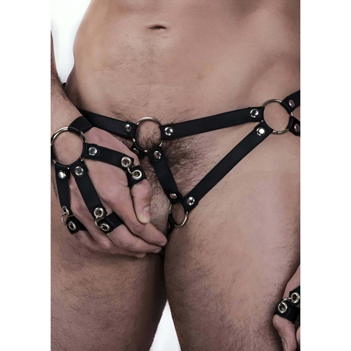 Gay Külot Seksi Lastik Harness Ve Bileklik - Brfm67