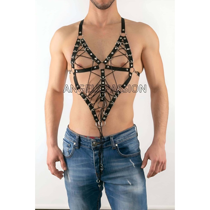 Göğüs Üzeri Lastik Harness - Seksi Erkek Lastik Harness Modelleri - Lastik Gay İç Giyim - Brfm70