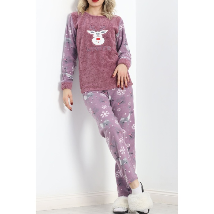 Peluş Polar Pijama Takımı Lilagri