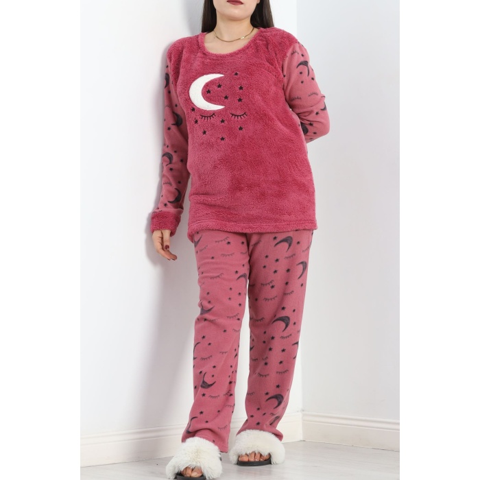 Battal Polar Pijama Takımı Fuşya