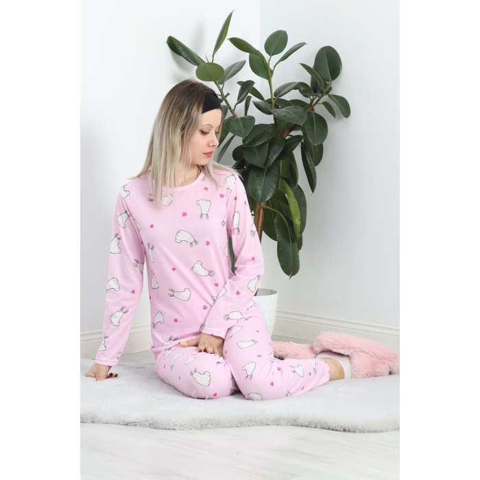 Alt Üst Aynı Rotasyon Pijama Takımı Tozpembe1