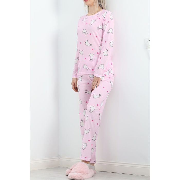 Alt Üst Aynı Rotasyon Pijama Takımı Tozpembe1