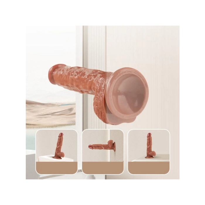 Su Fışkırtma Fonksiyonlu Gerçekçi Vantuzlu Melez Dildo