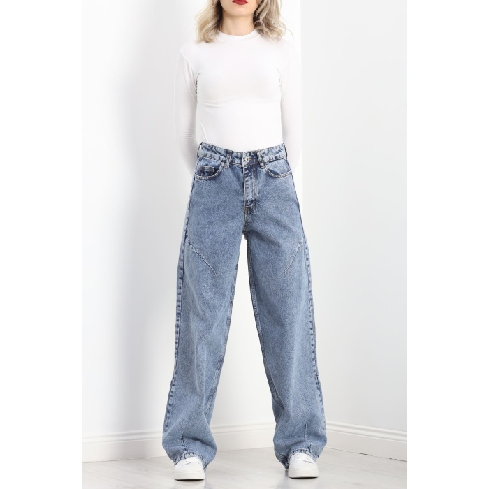 Baggy Jean Kot Pantolon Mavi