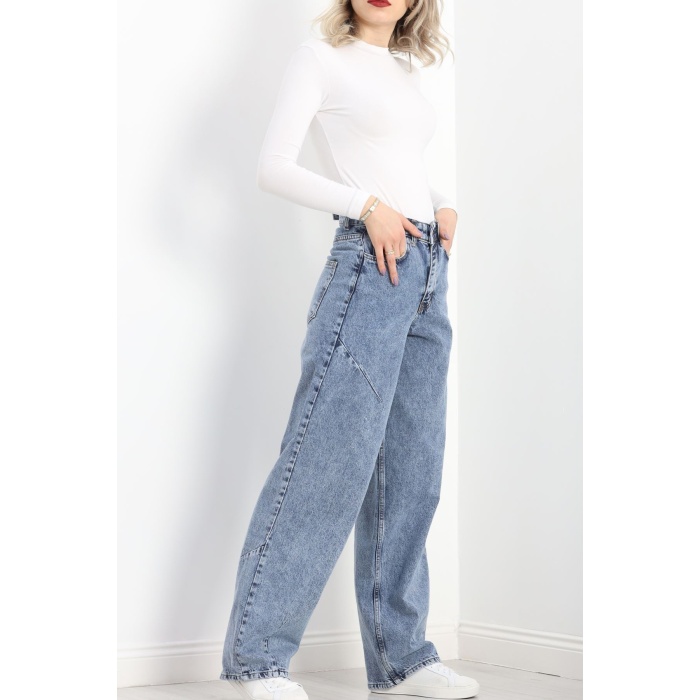 Baggy Jean Kot Pantolon Mavi