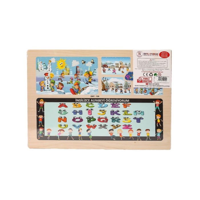 Nessiworld   ONY-109-110-111-112 Ahşap Eğitici Çocuk Puzzle -Kış Mevsimi