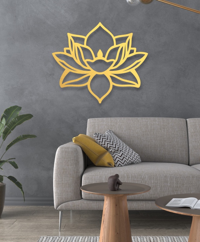 Dekoratif Lotus Çiçeği Metal Tablo