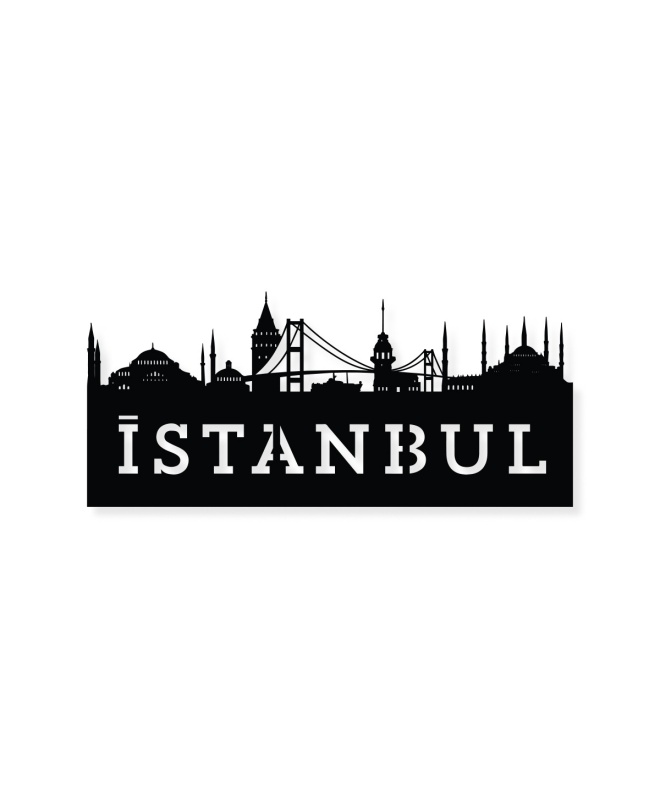 Büyük Yazılı İstanbul Siluet Metal Tablo