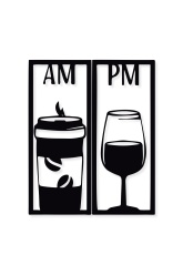 Am Coffee Pm Wine Metal Tablo