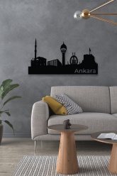 Yazılı Ankara Siluet Metal Tablo