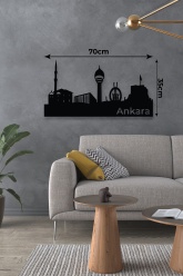 Yazılı Ankara Siluet Metal Tablo