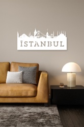 Büyük Yazılı İstanbul Siluet Metal Tablo