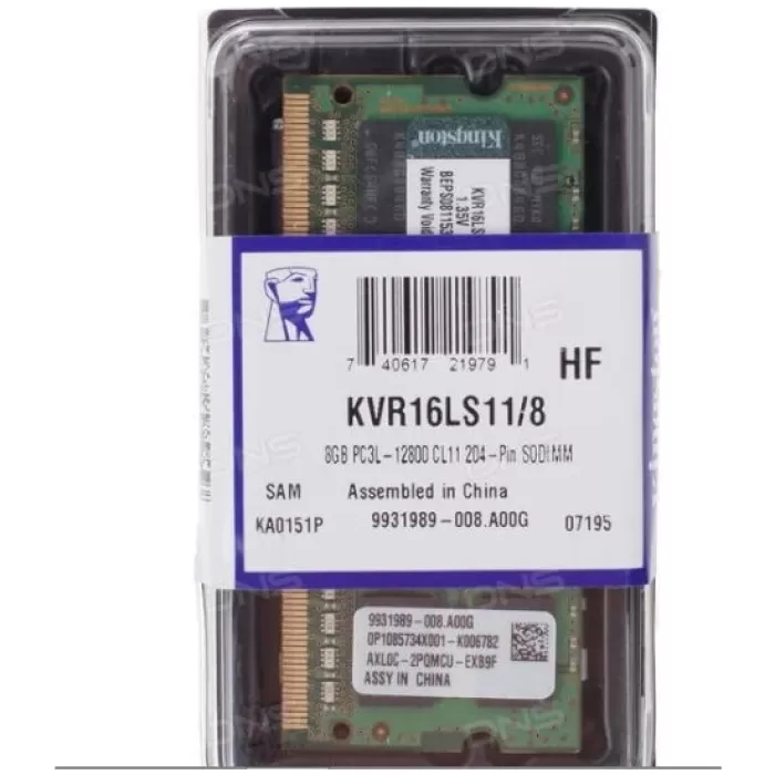 Kingston ValueRam 8GB 1600MHz DDR3 Notebook Ram (KVR16LS11/8)